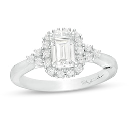 Marilyn Monroe™ Collection 1 CT. T.W. Emerald-Cut Diamond Frame Engagement Ring in 14K White Gold