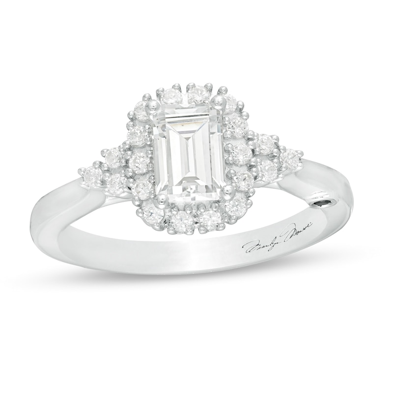 Marilyn Monroe™ Collection 1 CT. T.W. Emerald-Cut Diamond Frame Engagement Ring in 14K White Gold