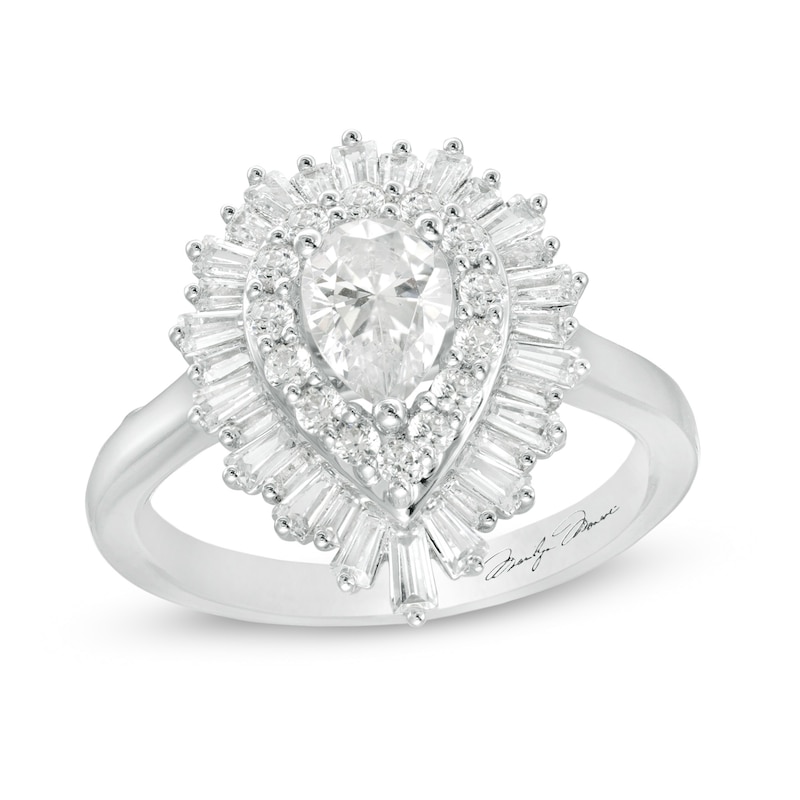Main Image 1 of Marilyn Monroe™ Collection 1-1/2 CT. T.W. Pear-Shaped Diamond Frame Engagement Ring in 14K White Gold