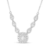 Thumbnail Image 0 of 3/8 CT. T.W. Diamond Scalloped Cushion Frame Necklace in 10K White Gold