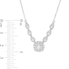 Thumbnail Image 1 of 3/8 CT. T.W. Diamond Scalloped Cushion Frame Necklace in 10K White Gold