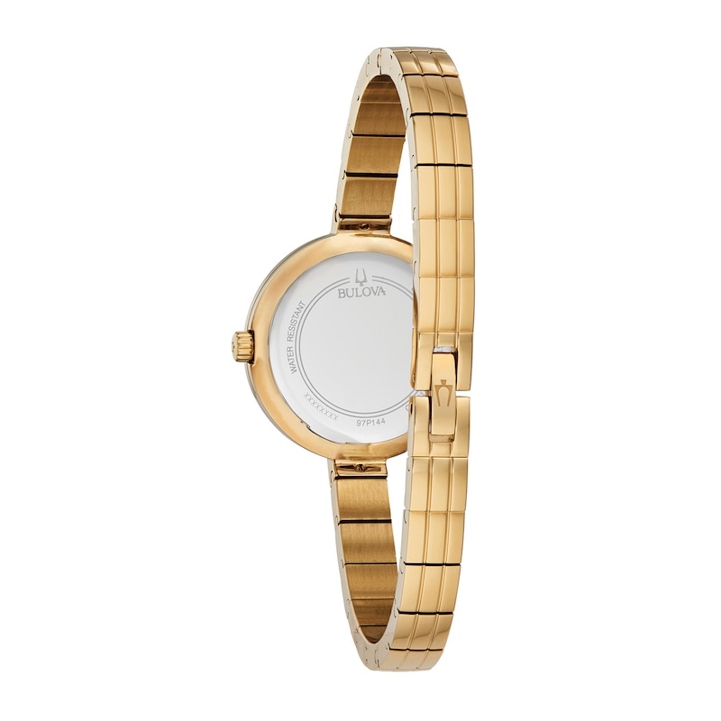 Main Image 3 of Ladies' Bulova Rhapsody Diamond Accent Gold-Tone IP Watch with Silver-Tone Dial (Model: 97P144)