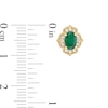 Thumbnail Image 3 of Oval Emerald and White Sapphire Quatrefoil Frame Vintage-Style Stud Earrings in 10K Gold