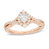 Thumbnail Image 1 of Marilyn Monroe™ Collection 3/4 CT. T.W. Oval Diamond Frame Twist Vintage-Style Engagement Ring in 14K Rose Gold
