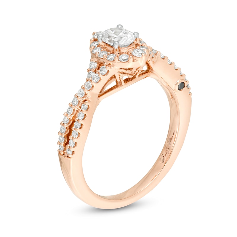 Marilyn Monroe™ Collection 3/4 CT. T.W. Oval Diamond Frame Twist Vintage-Style Engagement Ring in 14K Rose Gold