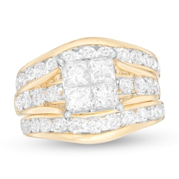 3-3/8 CT. T.W. Quad Princess-Cut Diamond Bridal Set in 14K Gold