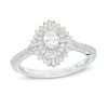 Thumbnail Image 0 of Marilyn Monroe™ Collection 5/8 CT. T.W. Oval Diamond Double Frame Starburst Engagement Ring in 14K White Gold