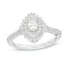 Thumbnail Image 1 of Marilyn Monroe™ Collection 5/8 CT. T.W. Oval Diamond Double Frame Starburst Engagement Ring in 14K White Gold