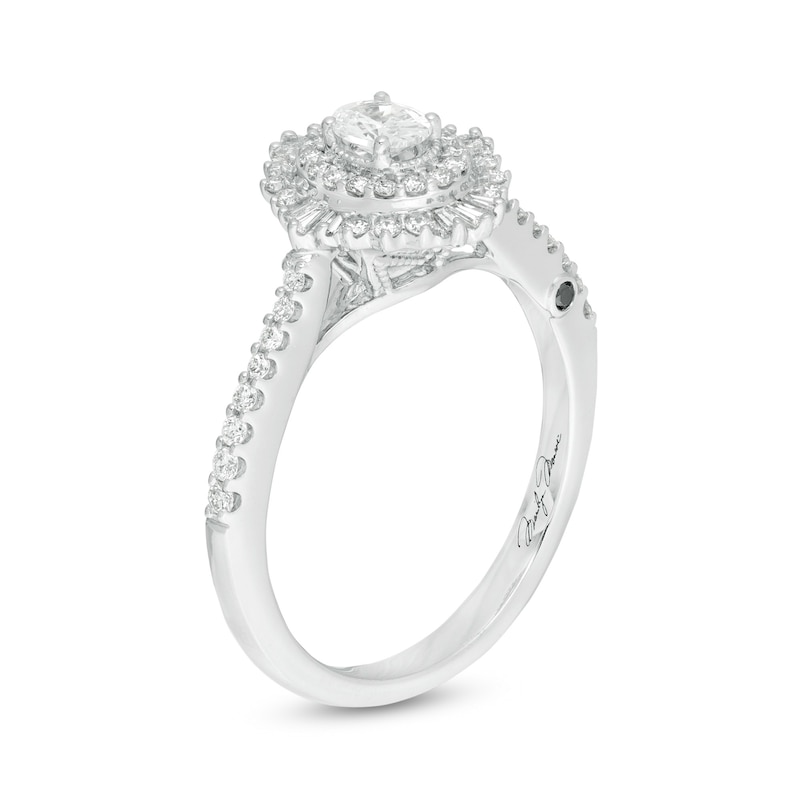 Marilyn Monroe™ Collection 5/8 CT. T.W. Oval Diamond Double Frame Starburst Engagement Ring in 14K White Gold