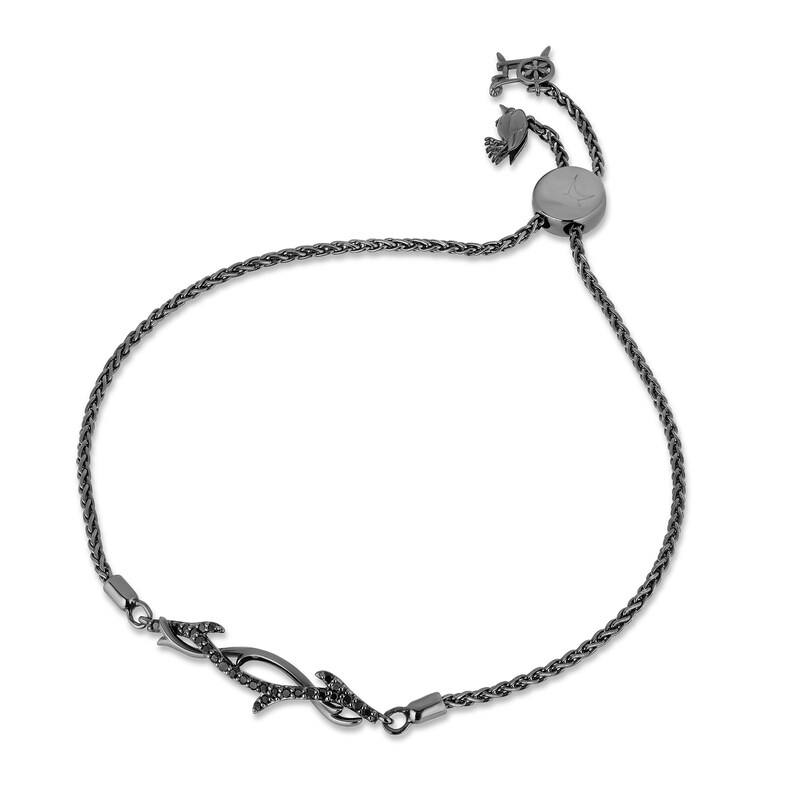 Main Image 1 of Enchanted Disney Villains Maleficent 1/5 CT. T.W. Black Diamond Bolo Bracelet in Black Rhodium Sterling Silver