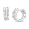 Thumbnail Image 1 of 1/4 CT. T.W. Diamond Huggie Hoop Earrings in Sterling Silver