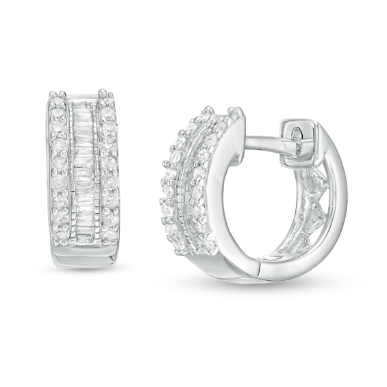 1/4 CT. T.W. Diamond Huggie Hoop Earrings in Sterling Silver 1/4 CT. T.W. Diamond Huggie Hoop Earrings in Sterling Silver