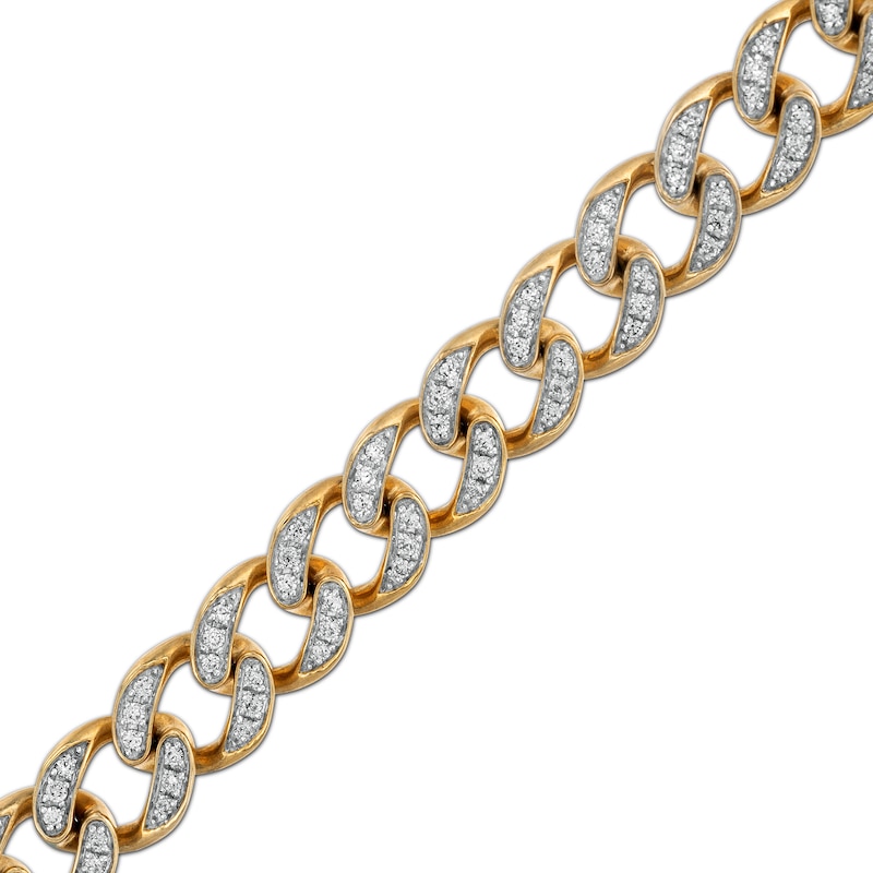 Men's 2-5/8 CT. T.W. Diamond Curb Chain Link Bracelet in 10K Gold - 8.5"