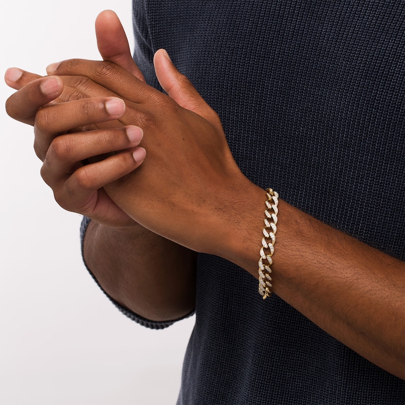 Main Image 2 of Men's 2-5/8 CT. T.W. Diamond Curb Chain Link Bracelet in 10K Gold - 8.5"