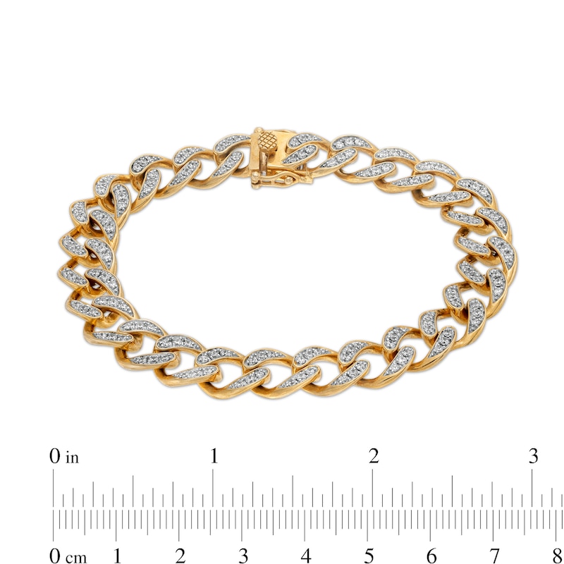 Men's 2-5/8 CT. T.W. Diamond Curb Chain Link Bracelet in 10K Gold - 8.5"