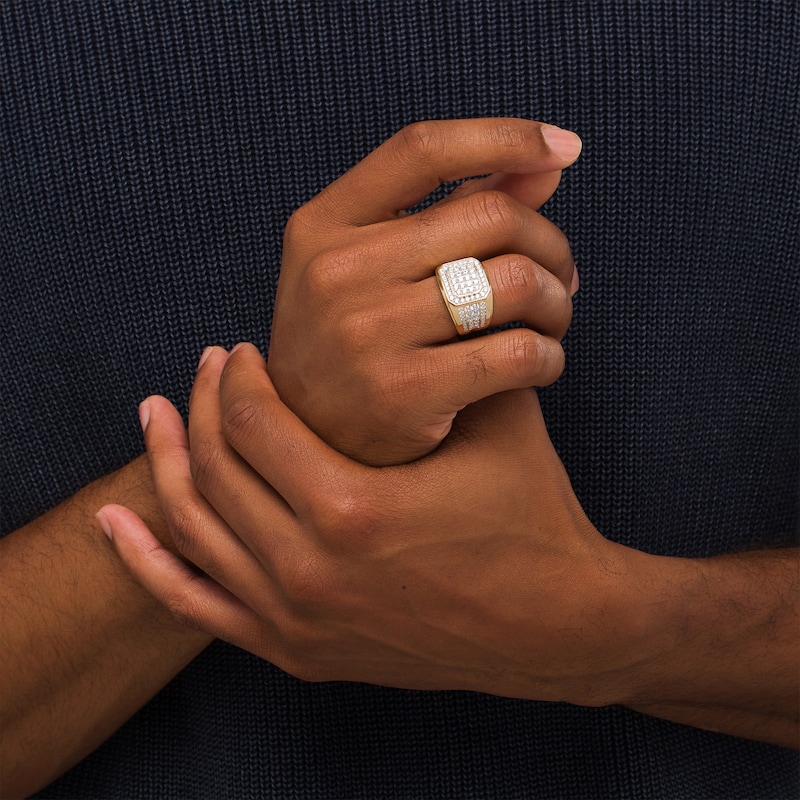 Main Image 2 of 2 CT. T.W. Octagonal Composite Diamond Frame Multi-Row Stepped Shank Ring in 10K Gold