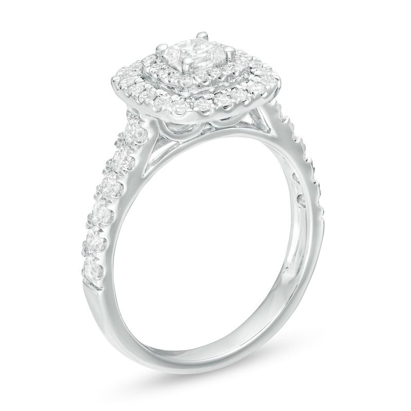 Main Image 3 of 1 CT. T.W. Princess-Cut Diamond Double Frame Engagement Ring in 14K White Gold
