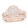 Thumbnail Image 1 of 1 CT. T.W. Composite Diamond Frame Tri-Sides Vintage-Style Bridal Set in 10K Rose Gold