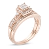 Thumbnail Image 1 of 1/2 CT. T.W. Quad Princess-Cut Diamond Frame Vintage-Style Bridal Set in 10K Rose Gold