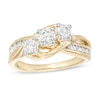 Thumbnail Image 0 of 1 CT. T.W. Princess-Cut Diamond Past Present Future® Bypass Shank Engagement Ring in 14K Gold
