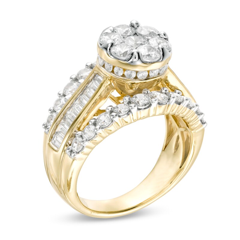 Main Image 2 of 3 CT. T.W. Composite Diamond Multi-Row Engagement Ring in 14K Gold