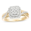 Thumbnail Image 0 of 3/8 CT. T.W. Quad Diamond Double Cushion Frame Engagement Ring in 10K Gold
