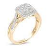 Thumbnail Image 1 of 3/8 CT. T.W. Quad Diamond Double Cushion Frame Engagement Ring in 10K Gold