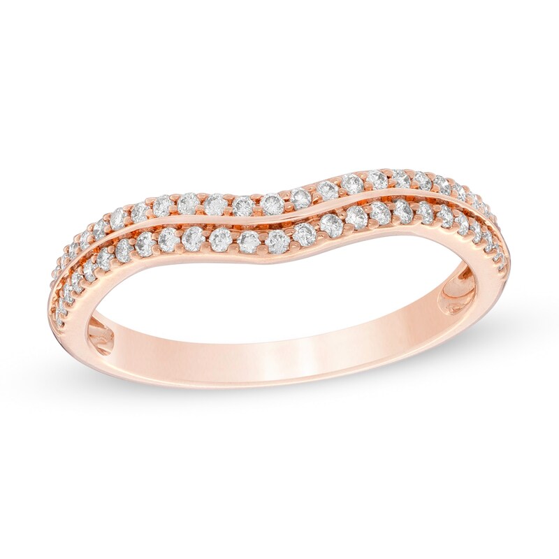 1/4 CT. T.W. Diamond Double Row Contour Anniversary Band in 14K Rose Gold