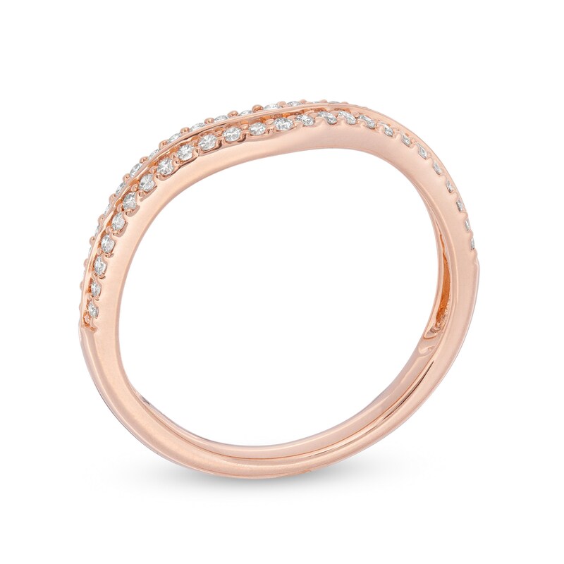 1/4 CT. T.W. Diamond Double Row Contour Anniversary Band in 14K Rose Gold