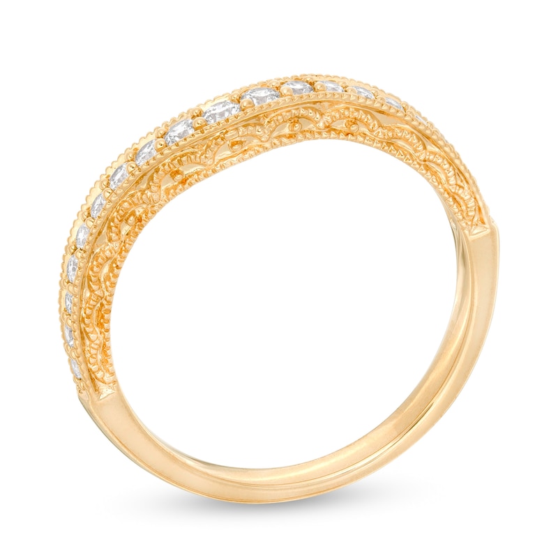 1/3 CT. T.W. Diamond Vintage-Style Contour Anniversary Band in 14K Gold