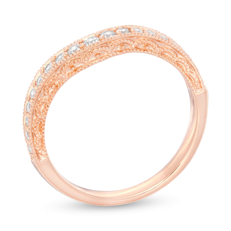 1/3 CT. T.W. Diamond Vintage-Style Contour Anniversary Band in 14K Rose Gold