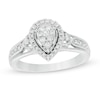 Thumbnail Image 0 of 1/4 CT. T.W. Composite Diamond Pear-Shaped Frame Vintage-Style Engagement Ring in 10K White Gold