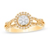 Thumbnail Image 0 of 1/4 CT. T.W. Composite Diamond Frame Twist Vintage-Style Engagement Ring in 10K Gold