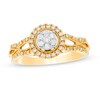 Thumbnail Image 1 of 1/4 CT. T.W. Composite Diamond Frame Twist Vintage-Style Engagement Ring in 10K Gold