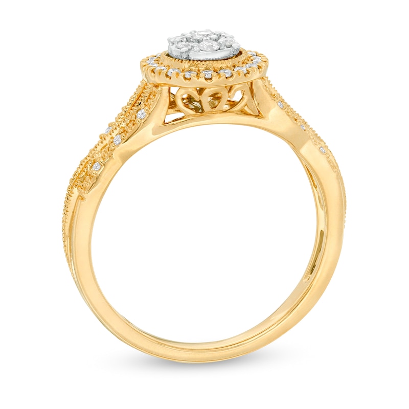 1/4 CT. T.W. Composite Diamond Frame Twist Vintage-Style Engagement Ring in 10K Gold