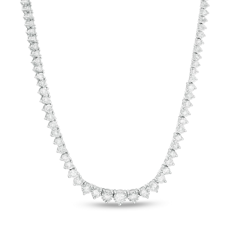 Main Image 1 of 3 CT. T.W. Diamond Graduated Tennis Necklace in 10K White Gold - 16"