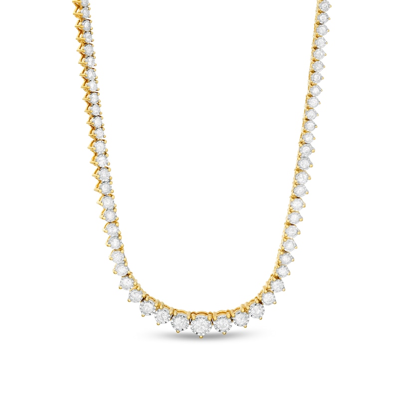 3 CT. T.W. Diamond Graduated Tennis Necklace in 10K Gold - 16"
