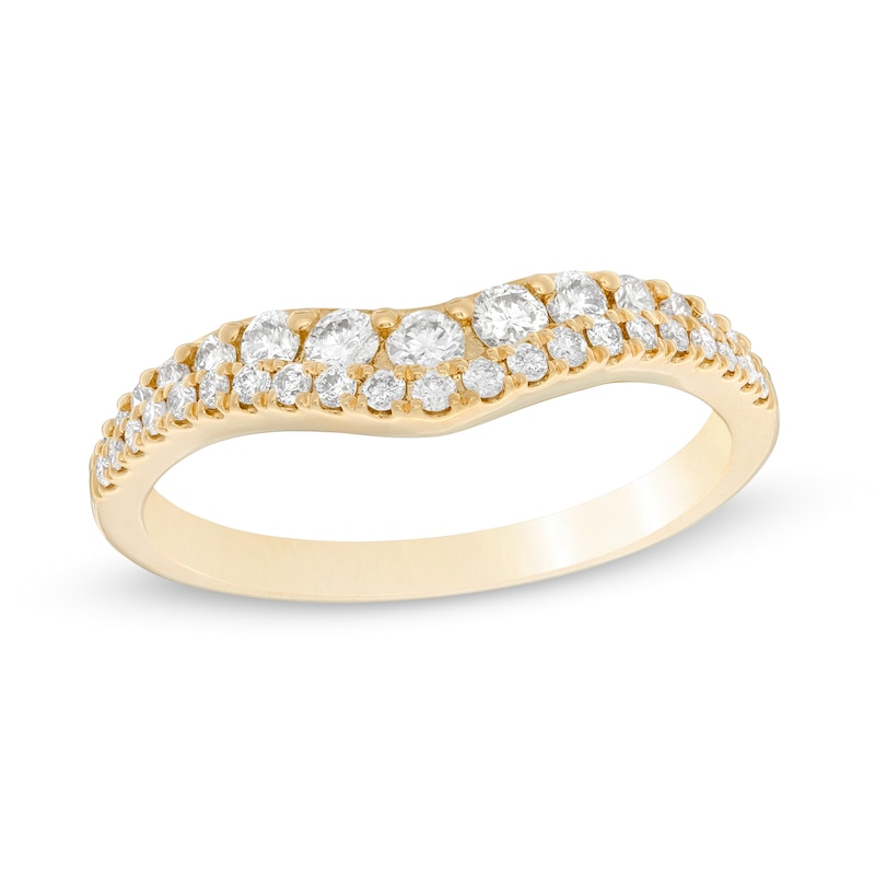 Main Image 1 of 1/2 CT. T.W. Diamond Double Row Contour Anniversary Band in 14K Gold