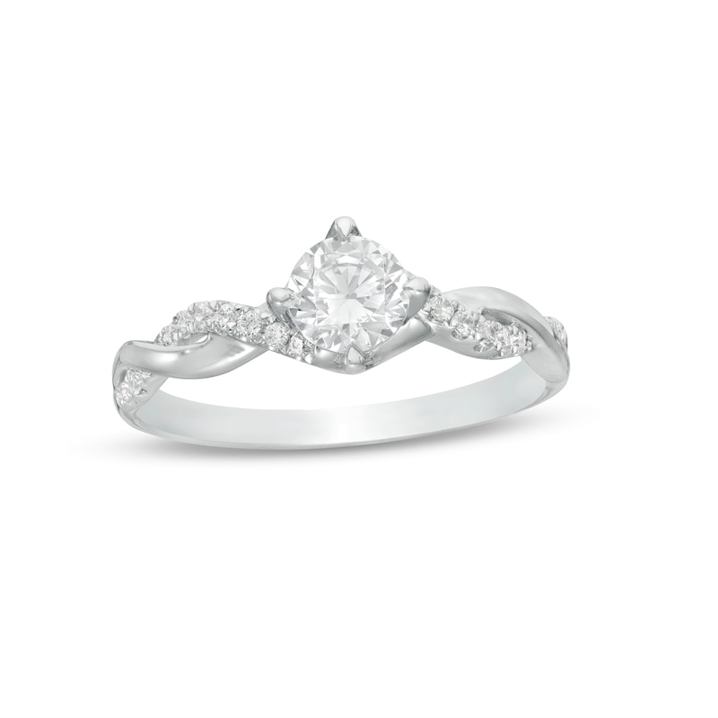 Main Image 1 of 1/2 CT. T.W. Diamond Twist Shank Engagement Ring in 14K White Gold