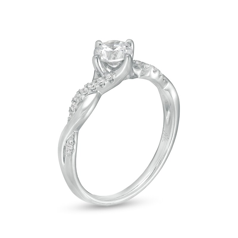 Main Image 3 of 1/2 CT. T.W. Diamond Twist Shank Engagement Ring in 14K White Gold