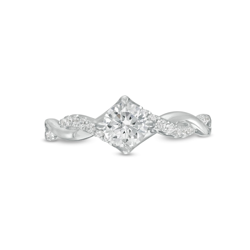 Main Image 4 of 1/2 CT. T.W. Diamond Twist Shank Engagement Ring in 14K White Gold