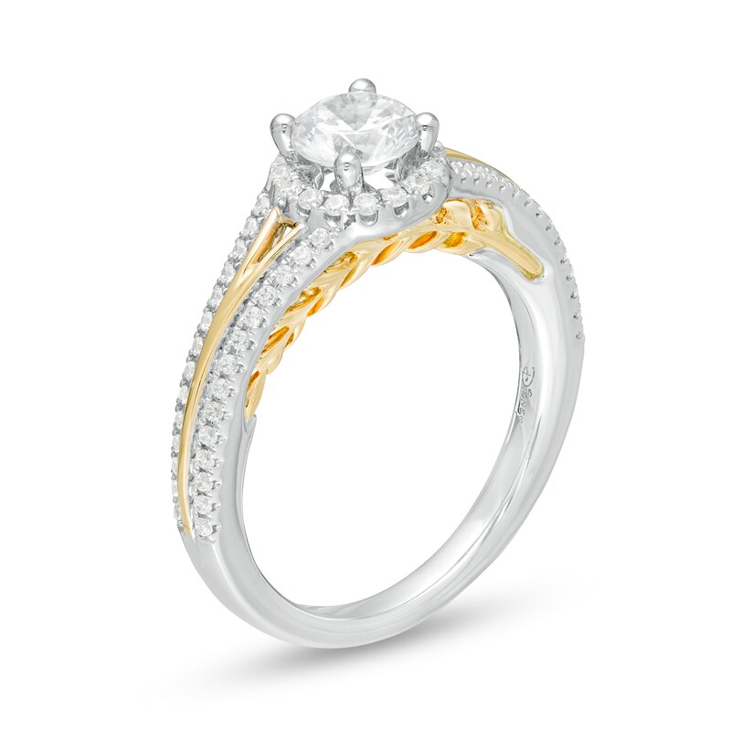 Main Image 3 of Enchanted Disney Anna 1 CT. T.W. Diamond Frame Split Shank Engagement Ring in 14K Two-Tone Gold