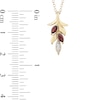 Thumbnail Image 3 of Enchanted Disney Anna Marquise Rhodolite Garnet and Diamond Accent Wheat Pendant in 10K Gold - 19"