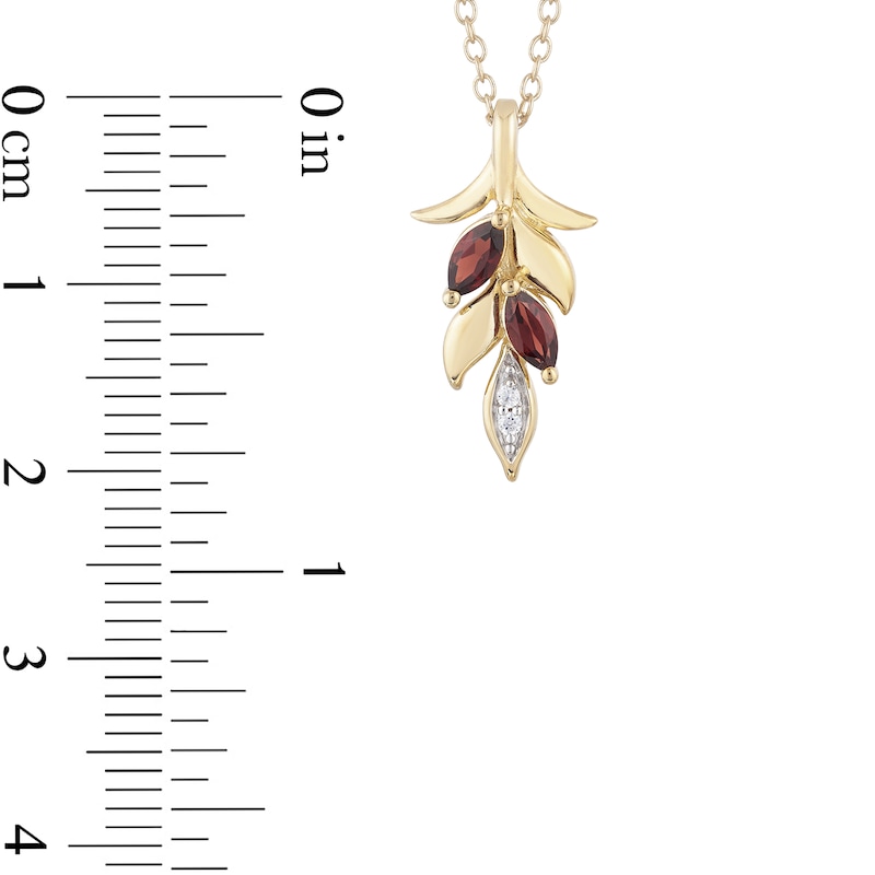 Main Image 3 of Enchanted Disney Anna Marquise Rhodolite Garnet and Diamond Accent Wheat Pendant in 10K Gold - 19"