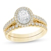 Thumbnail Image 0 of 1-1/2 CT. T.W. Diamond Double Oval Frame Bridal Set in 14K Gold