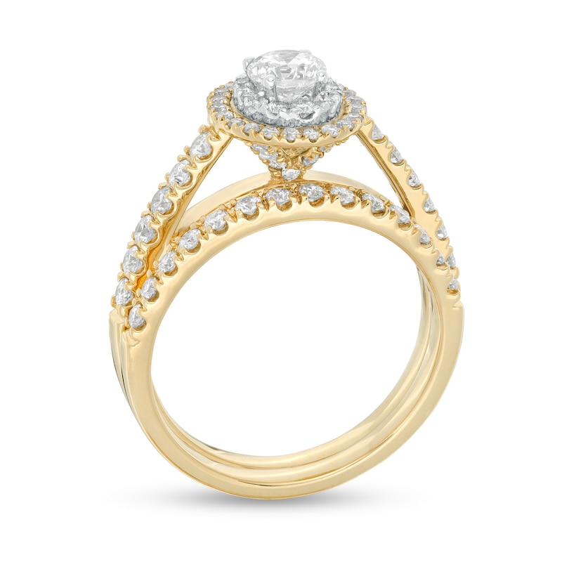1-1/2 CT. T.W. Diamond Double Oval Frame Bridal Set in 14K Gold