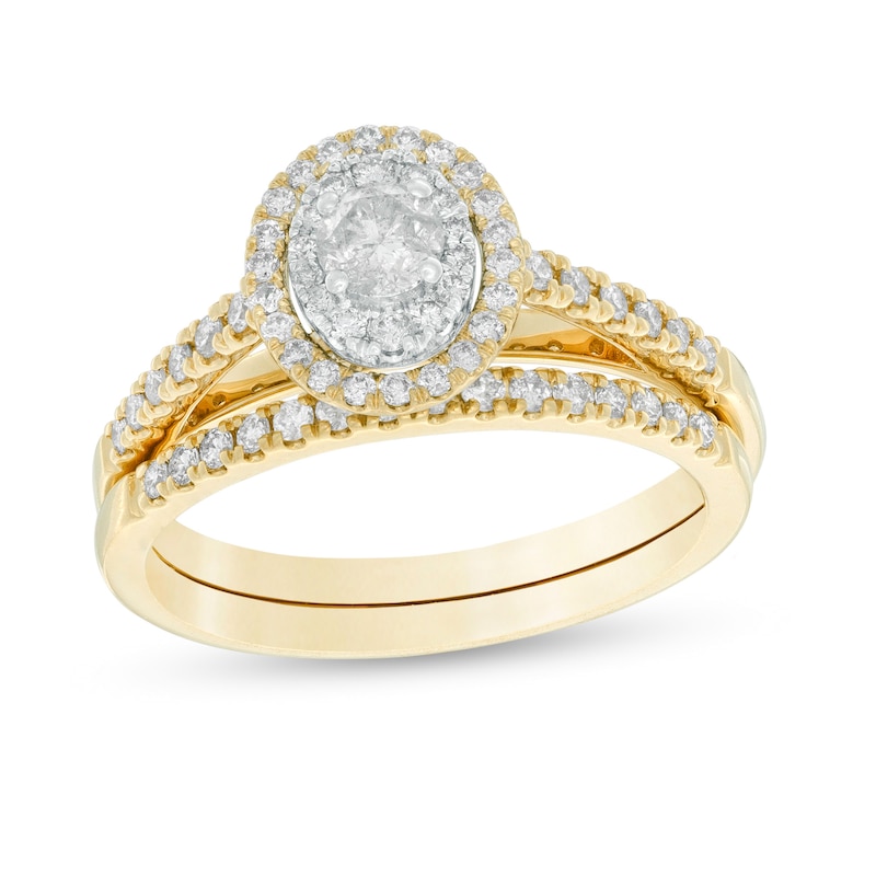 3/4 CT. T.W. Diamond Double Frame Bridal Set in 14K Gold | Zales Outlet