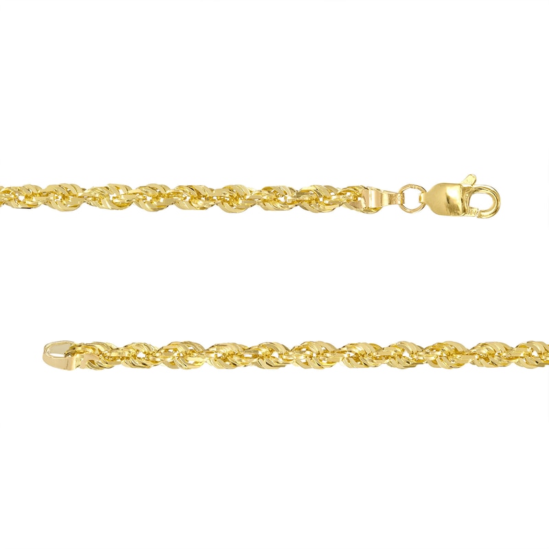 Men's 3.0mm Glitter Rope Chain Necklace in Solid 14K Gold - 22"