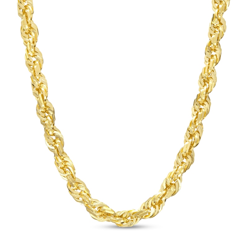 Men's 3.85mm Glitter Rope Chain Necklace in Solid 14K Gold - 24"