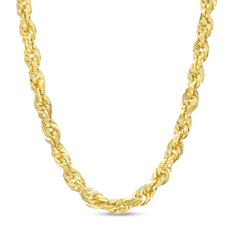 Main Image 1 of Men's 3.85mm Glitter Rope Chain Necklace in Solid 14K Gold - 24"